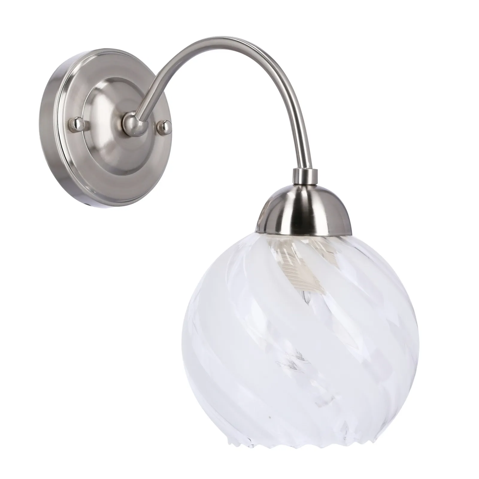 Sklep Kaja Ponadczasowa, srebrna lampa ścienna z kloszem 21-16317 BAIDA | Kaja* Kinkiety Tradycyjne
