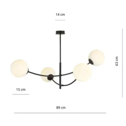 Sklep Kaja Ponadczasowy żyrandol z okrągłymi kloszami 1102/4 HUNTER | Kaja Cheap