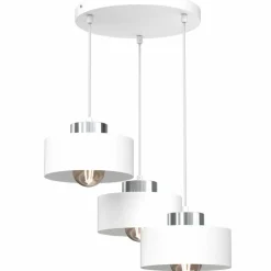 Sklep Kaja Potrójna, biało-srebrna lampa wisząca LX 9845 MARTI | Kaja Oświetlenie Online