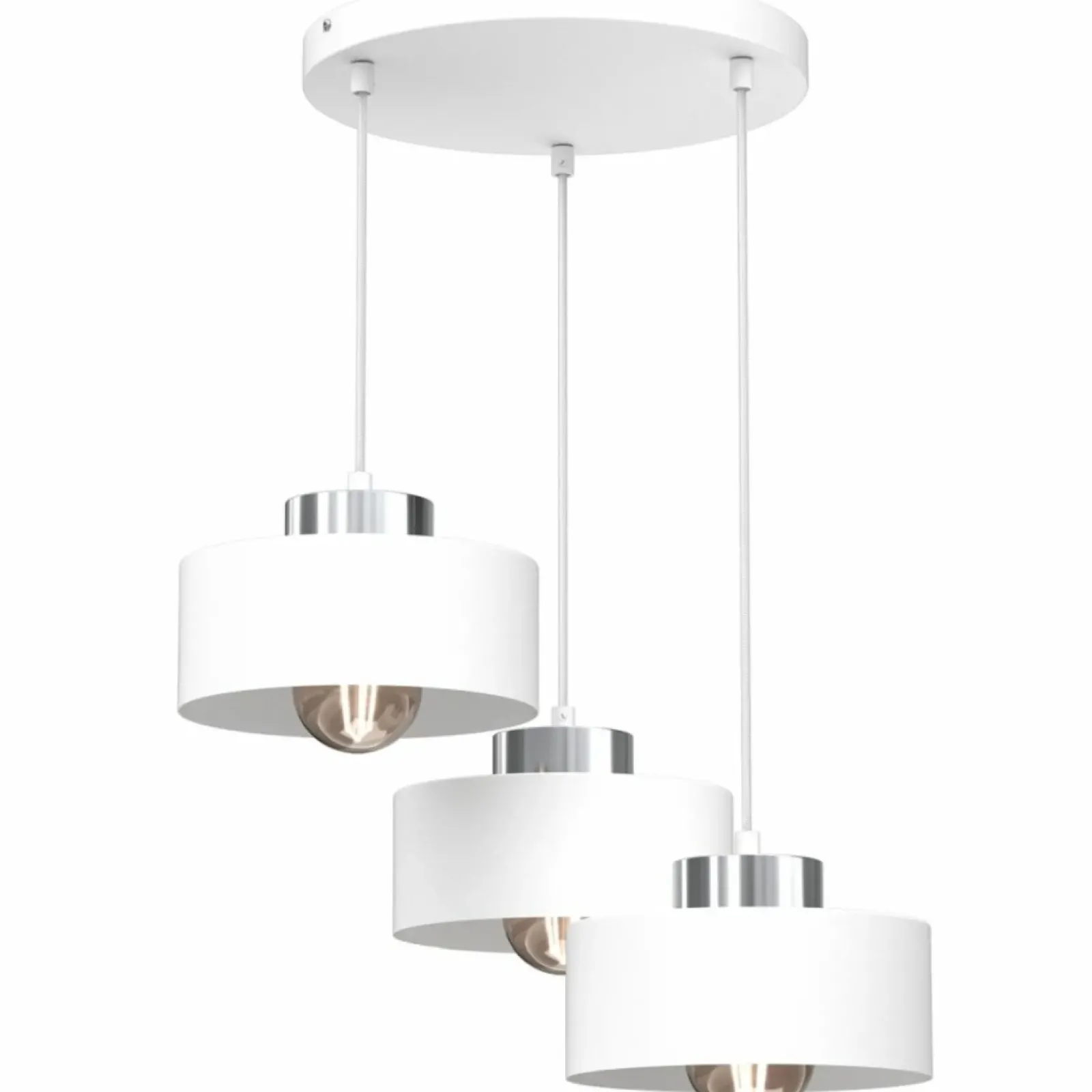Sklep Kaja Potrójna, biało-srebrna lampa wisząca LX 9845 MARTI | Kaja Oświetlenie Online
