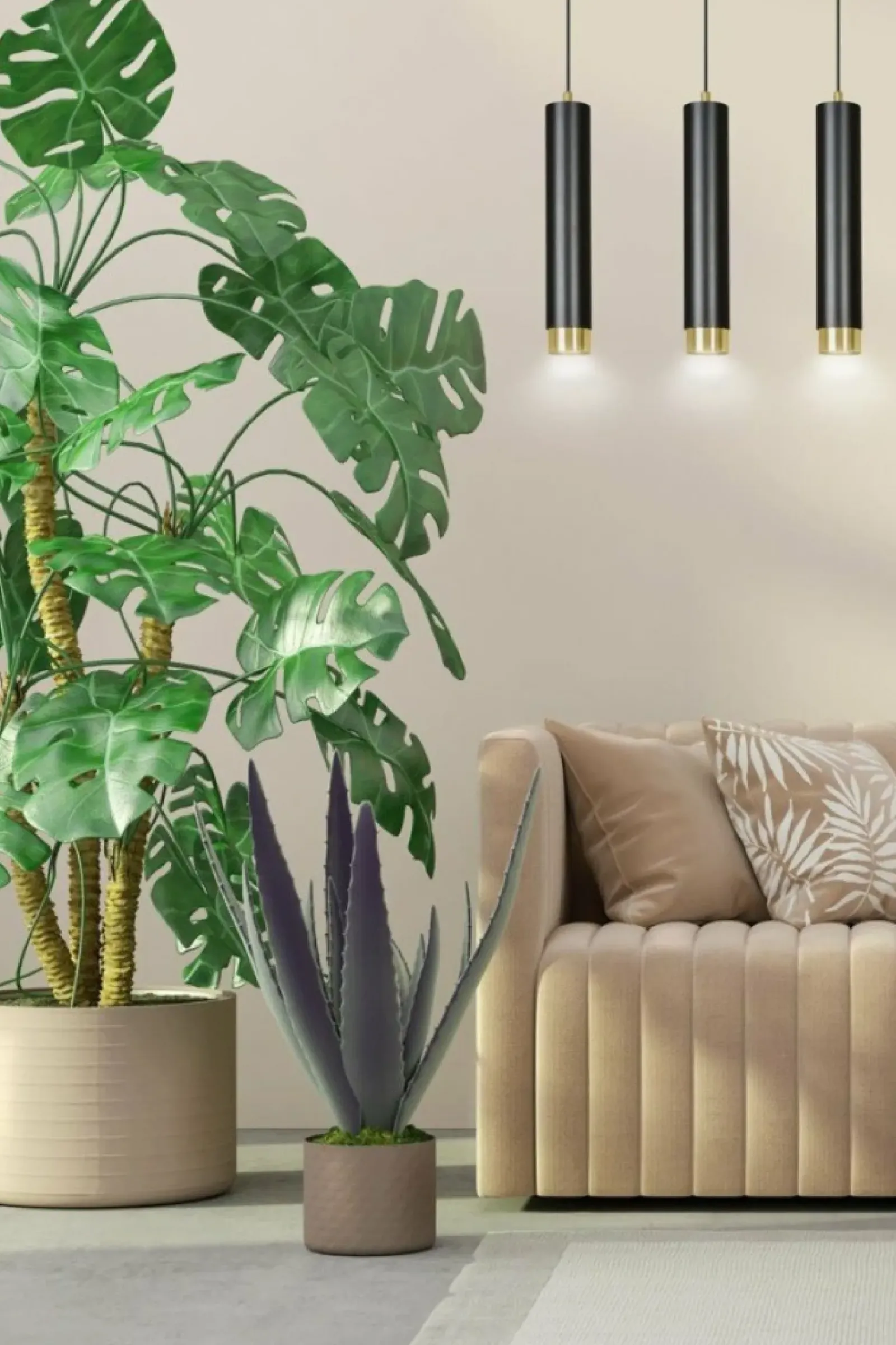 Sklep Kaja Potrójna czarna lampa wisząca na listwie 644/3 | Kaja Oświetlenie Hot