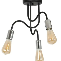 Sklep Kaja Potrójna, czarno-srebrna lampa sufitowa LX 8071 z serii DOW | Kaja Outlet
