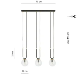 Sklep Kaja Potrójna lampa wisząca do oświetlenia stołu 1114/3 GLAM | Kaja Clearance