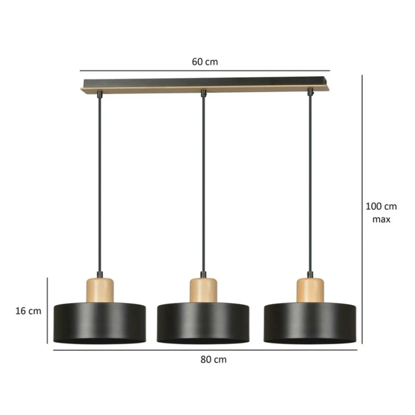 Sklep Kaja Potrójna lampa wisząca do rustykalnej kuchni 1046/3 TORIN | Kaja czarny Best Sale