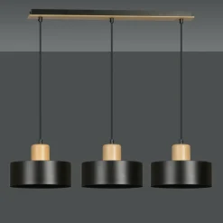 Sklep Kaja Potrójna lampa wisząca do rustykalnej kuchni 1046/3 TORIN | Kaja czarny Best Sale