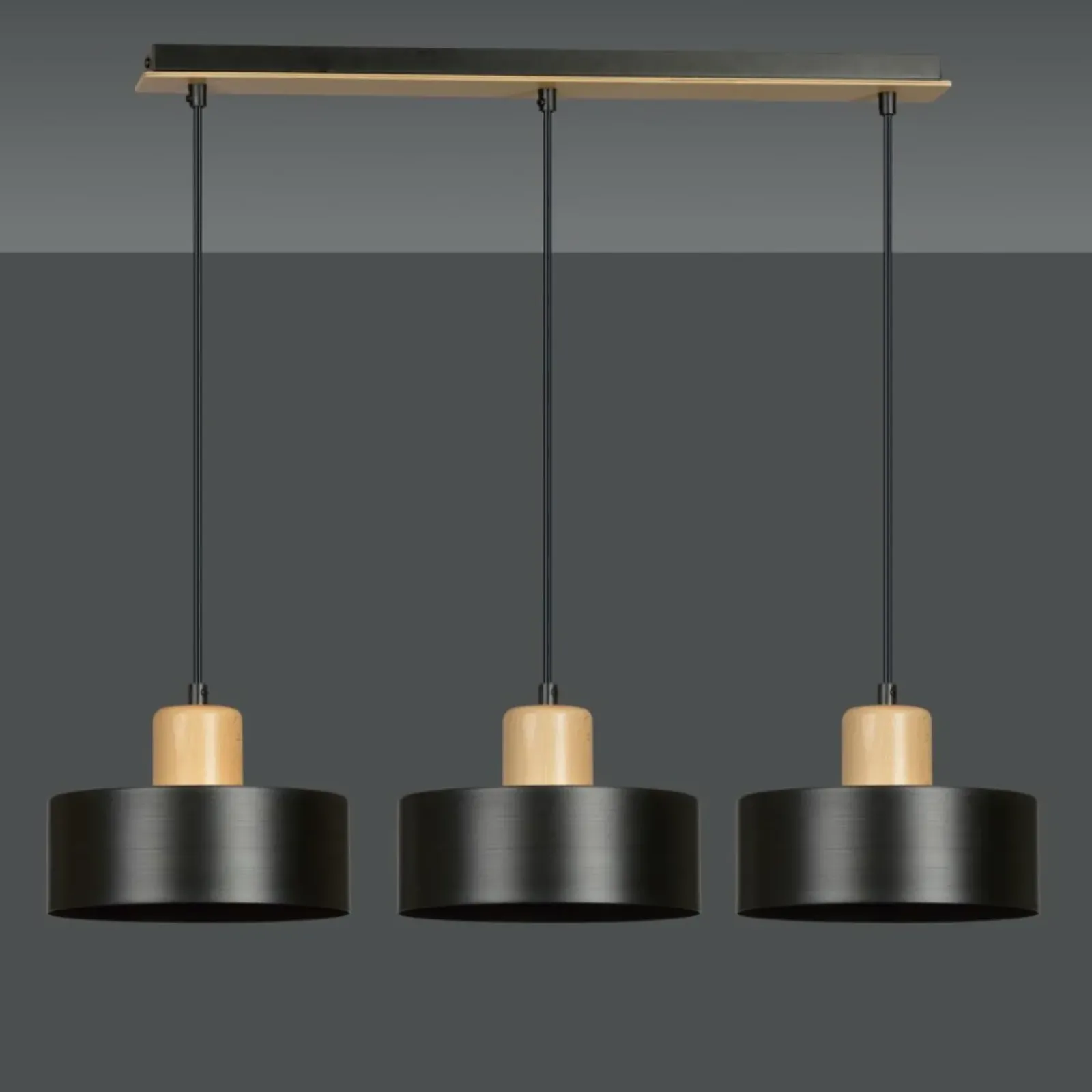 Sklep Kaja Potrójna lampa wisząca do rustykalnej kuchni 1046/3 TORIN | Kaja czarny Best Sale
