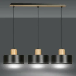 Sklep Kaja Potrójna lampa wisząca do rustykalnej kuchni 1046/3 TORIN | Kaja czarny Best Sale