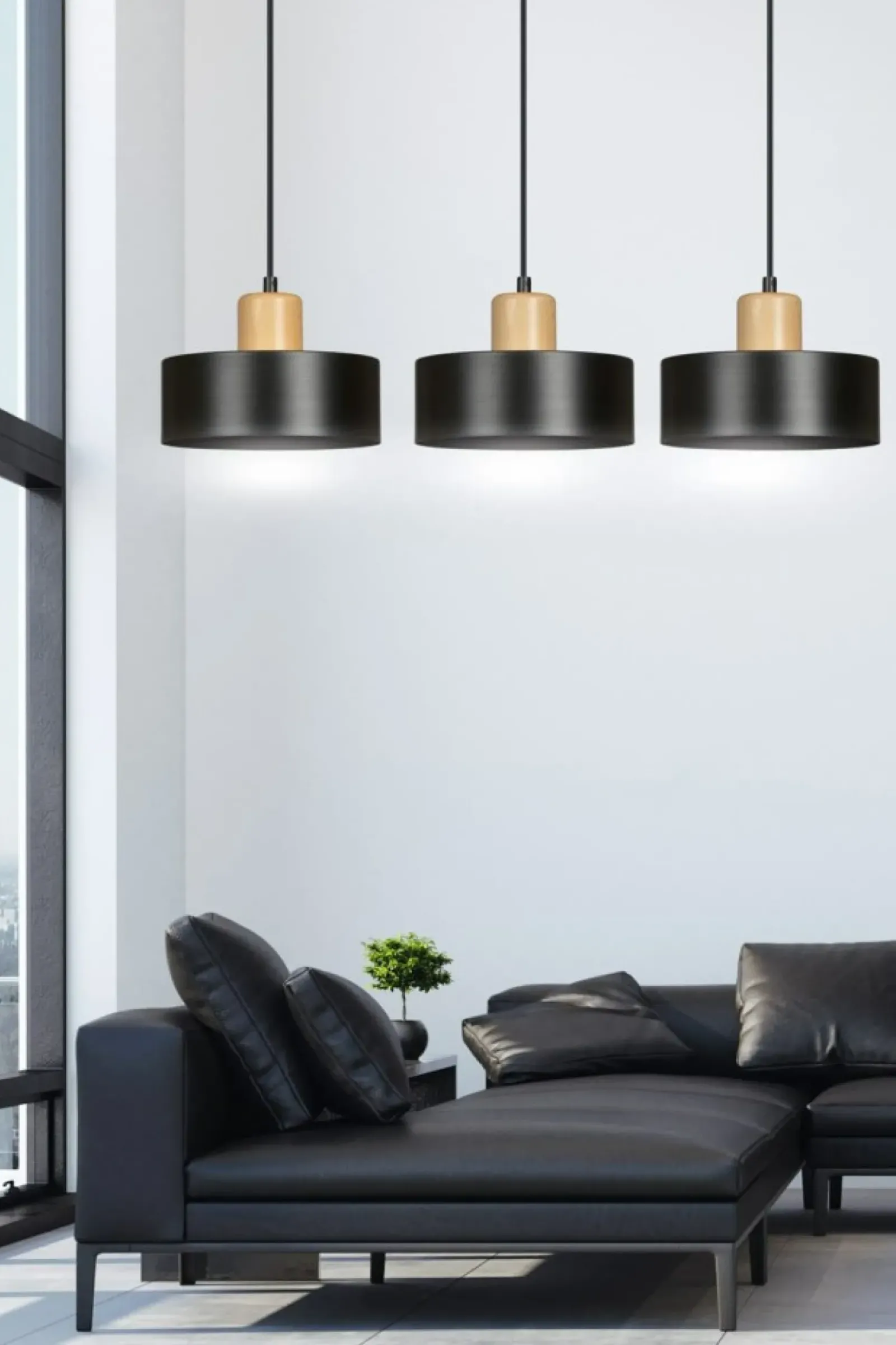 Sklep Kaja Potrójna lampa wisząca do rustykalnej kuchni 1046/3 TORIN | Kaja czarny Best Sale