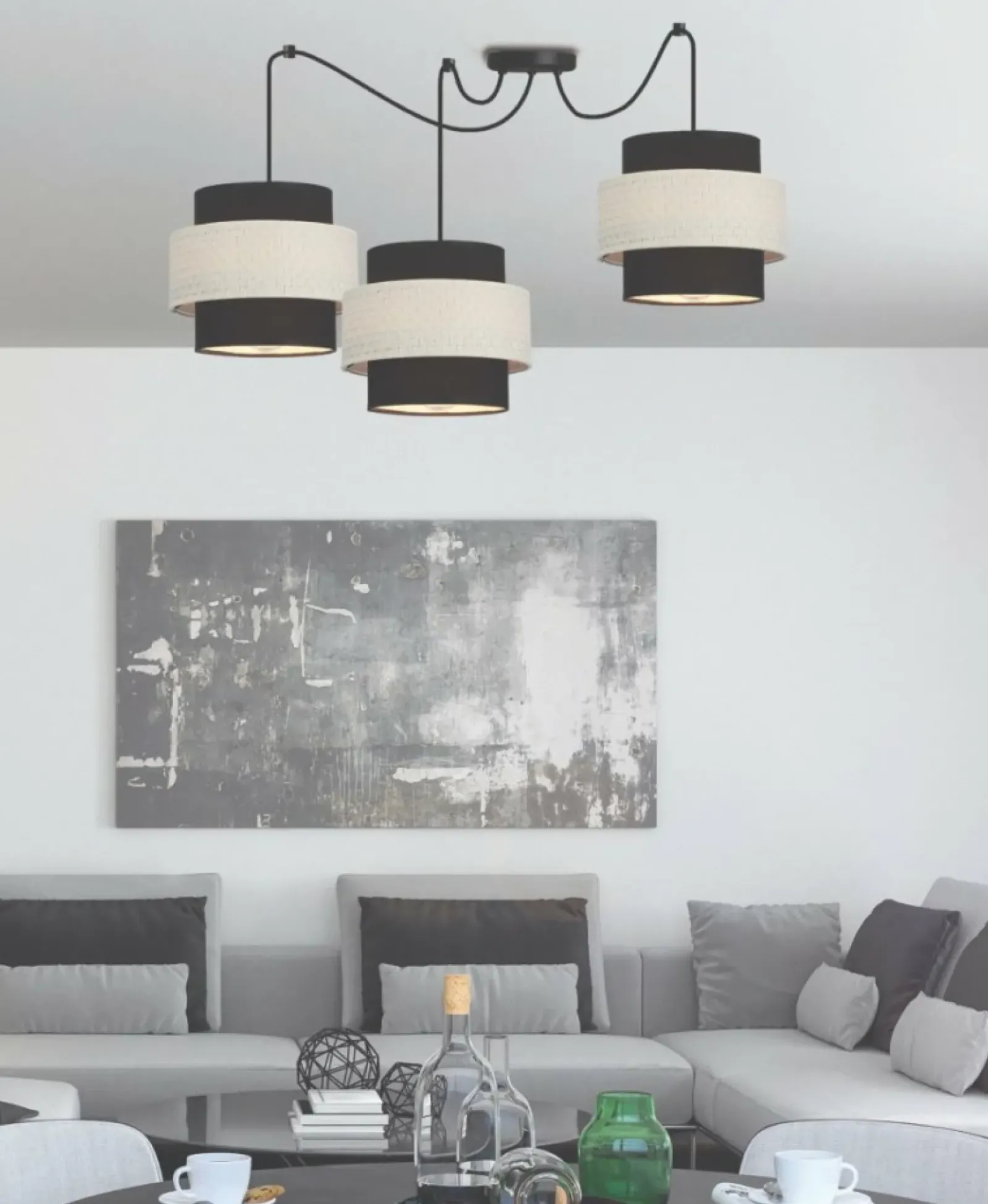 Sklep Kaja Potrójna lampa wisząca do salonu, z abażurami 33-17864 z serii BENETA | Kaja Ośw Cheap
