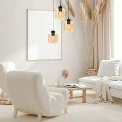 Sklep Kaja Potrójna lampa wisząca, kremowe klosze MLP8372 SOMBRA | Kaja Sale