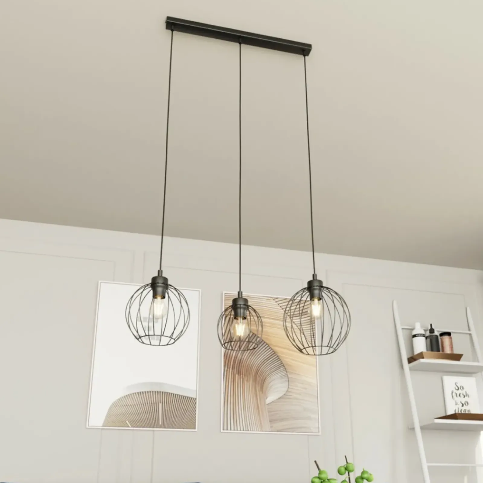 Sklep Kaja Potrójna lampa wisząca, regulowana wysokość 1369/3 z serii NANDO czarny Outlet