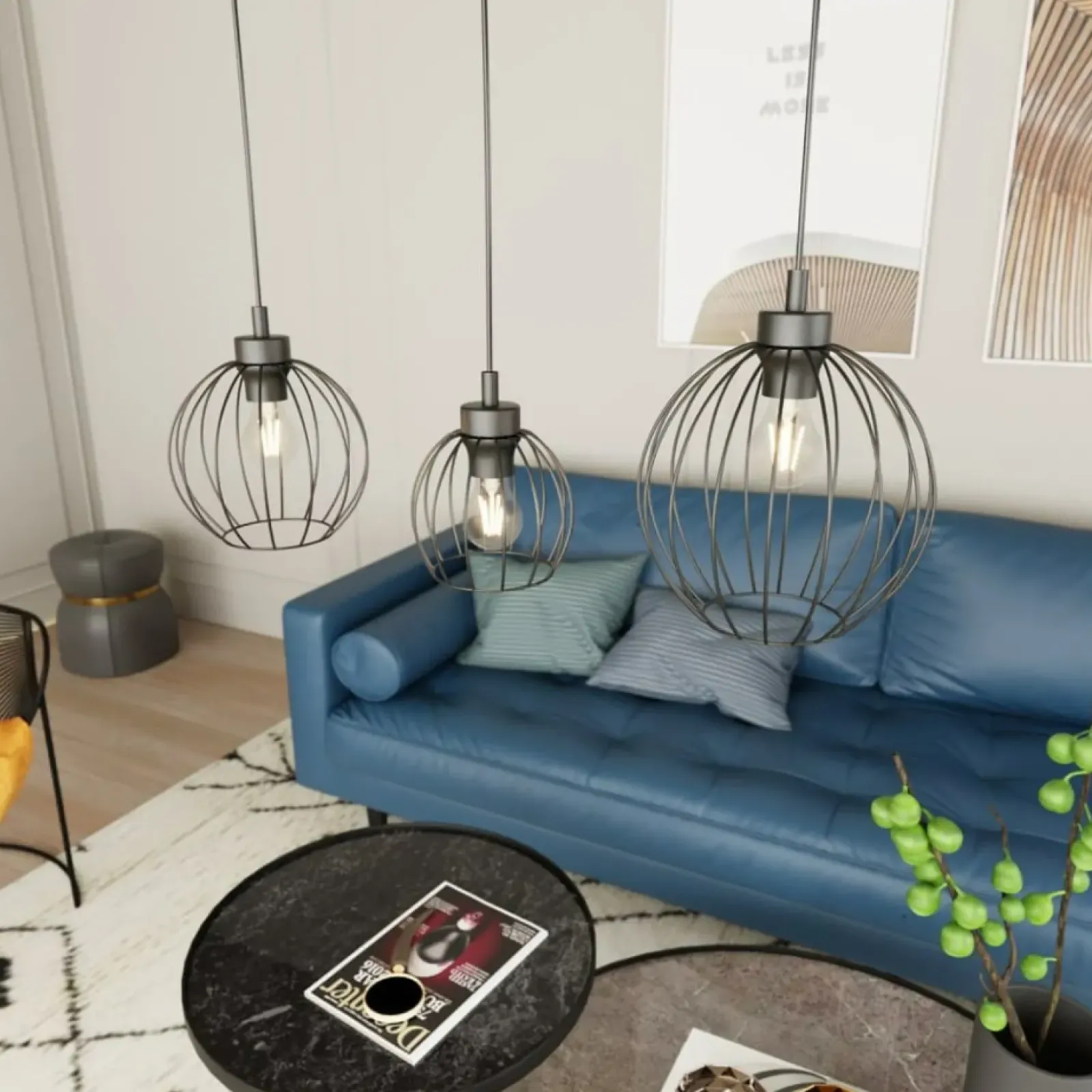 Sklep Kaja Potrójna lampa wisząca, regulowana wysokość 1369/3 z serii NANDO czarny Outlet