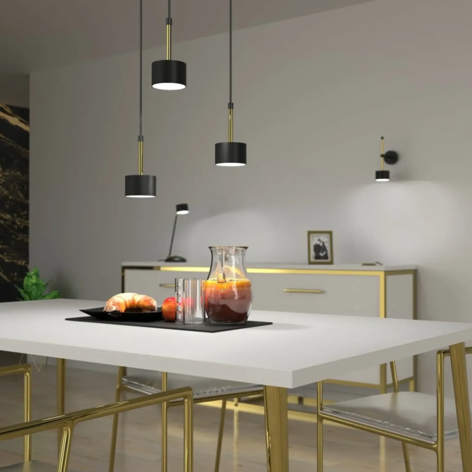 Sklep Kaja Potrójna lampa wisząca w czarno-złotym kolorze MLP7762 z serii ARENA | Kaja Oświ Discount