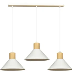 Sklep Kaja Potrójna lampa wisząca z dodatkami drewna 1045/3 ROWEN | Kaja biały Shop