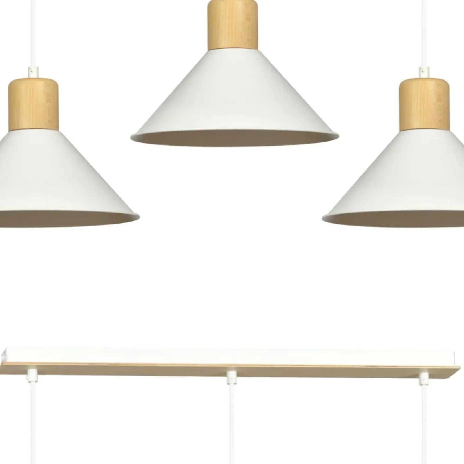 Sklep Kaja Potrójna lampa wisząca z dodatkami drewna 1045/3 ROWEN | Kaja biały Shop