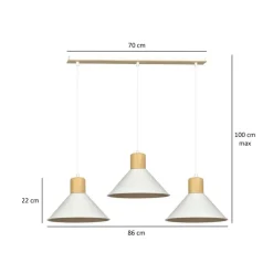 Sklep Kaja Potrójna lampa wisząca z dodatkami drewna 1045/3 ROWEN | Kaja biały Shop
