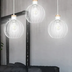 Sklep Kaja Potrójna lampa wisząca z drucianymi kloszami 755/3 | Kaja Oświetlenie biały Flash Sale