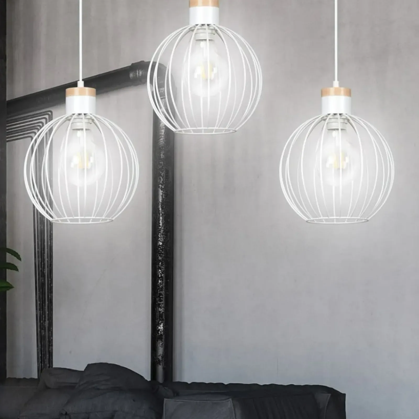 Sklep Kaja Potrójna lampa wisząca z drucianymi kloszami 755/3 | Kaja Oświetlenie biały Flash Sale