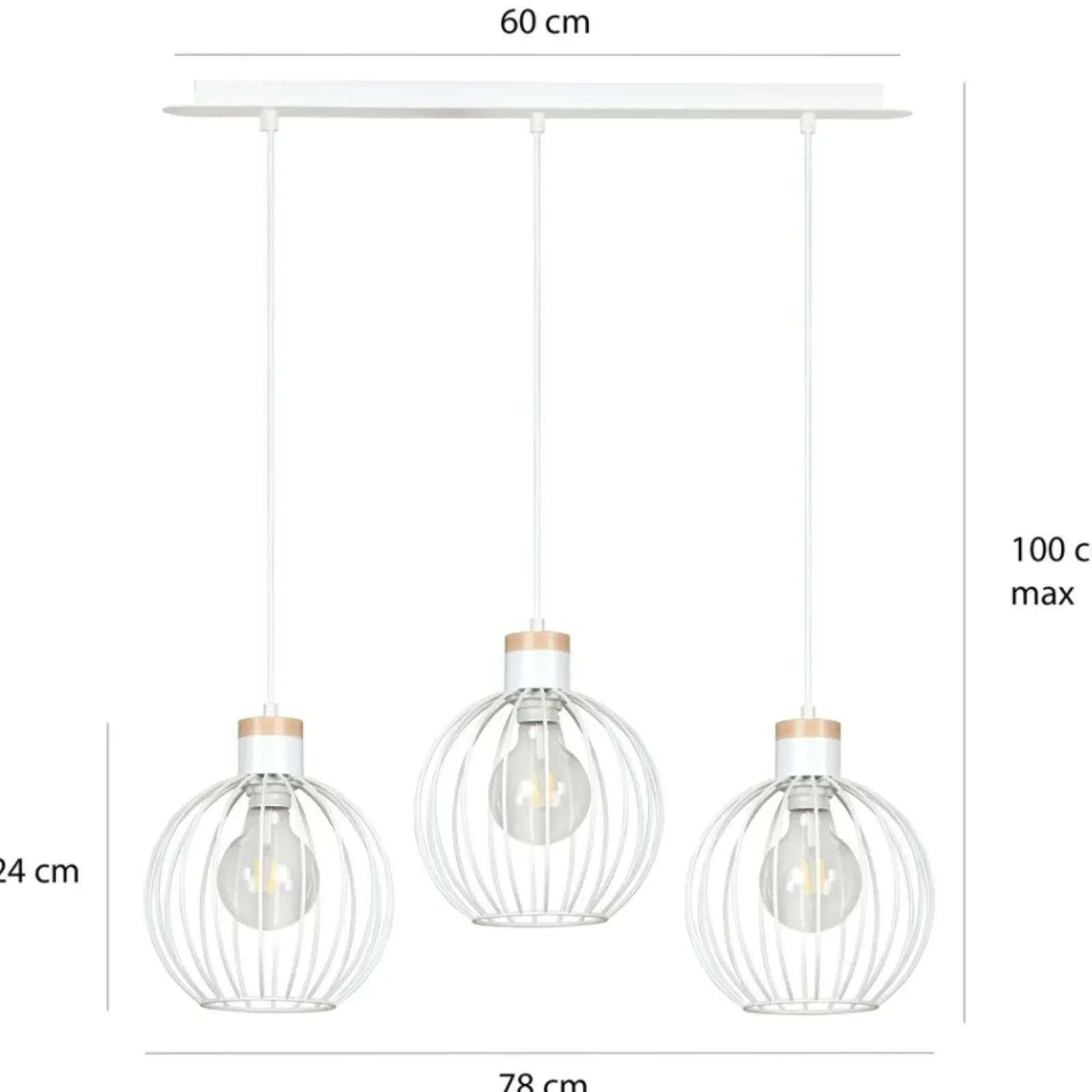 Sklep Kaja Potrójna lampa wisząca z drucianymi kloszami 755/3 | Kaja Oświetlenie biały Flash Sale