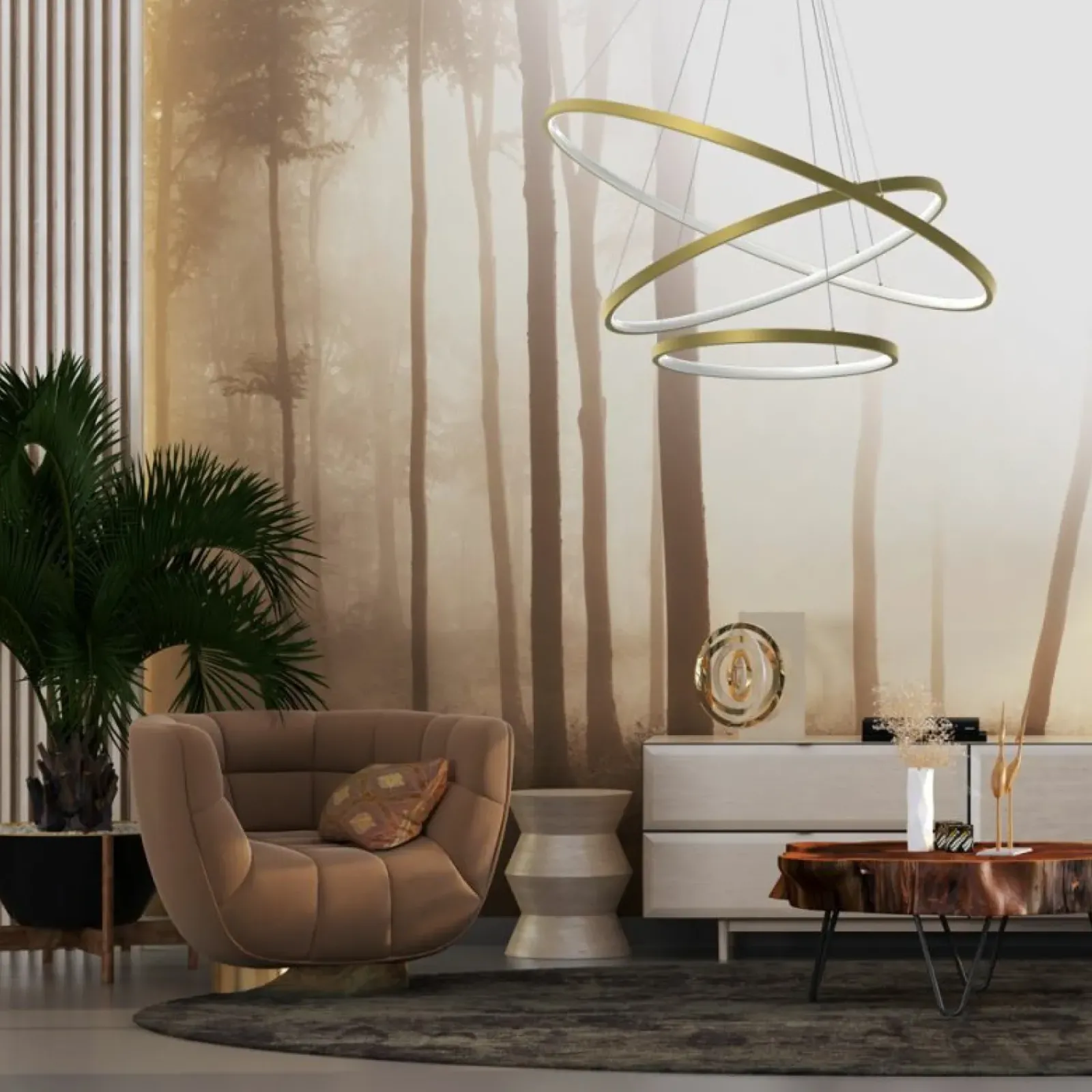 Sklep Kaja Potrójna, ledowa lampa wisząca, koła na zwisach ML7947 ROTONDA | Kaja Outlet