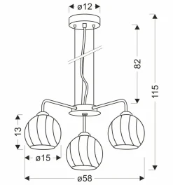 Sklep Kaja Potrójna, srebrna lampa wisząca z kloszami 33-23834 LARIX | Kaja Clearance