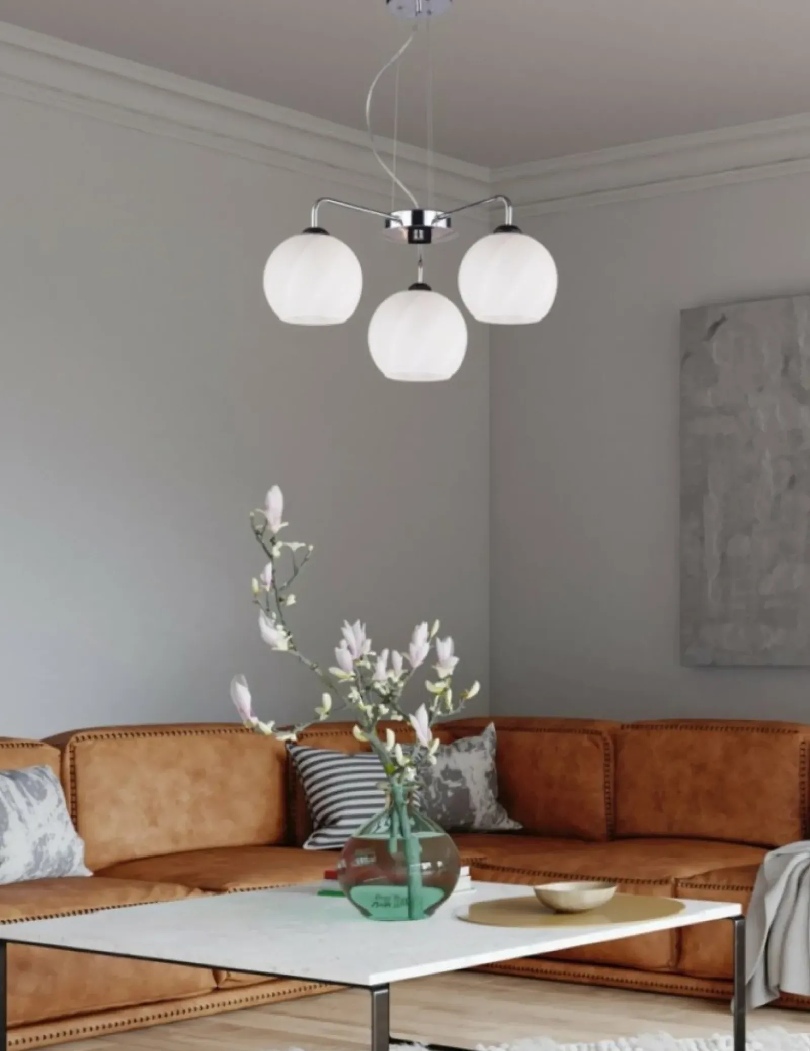 Sklep Kaja Potrójna, srebrna lampa wisząca z kloszami 33-23834 LARIX | Kaja Clearance
