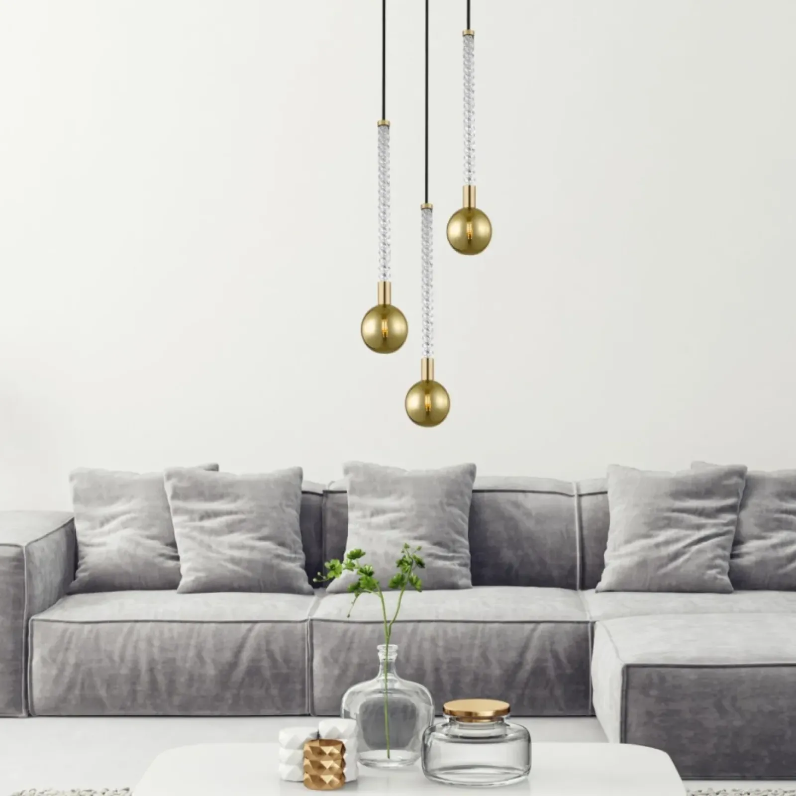 Sklep Kaja Potrójna, złota lampa w stylu glamour P0583-03B-2GHF MIDA | Kaja Flash Sale