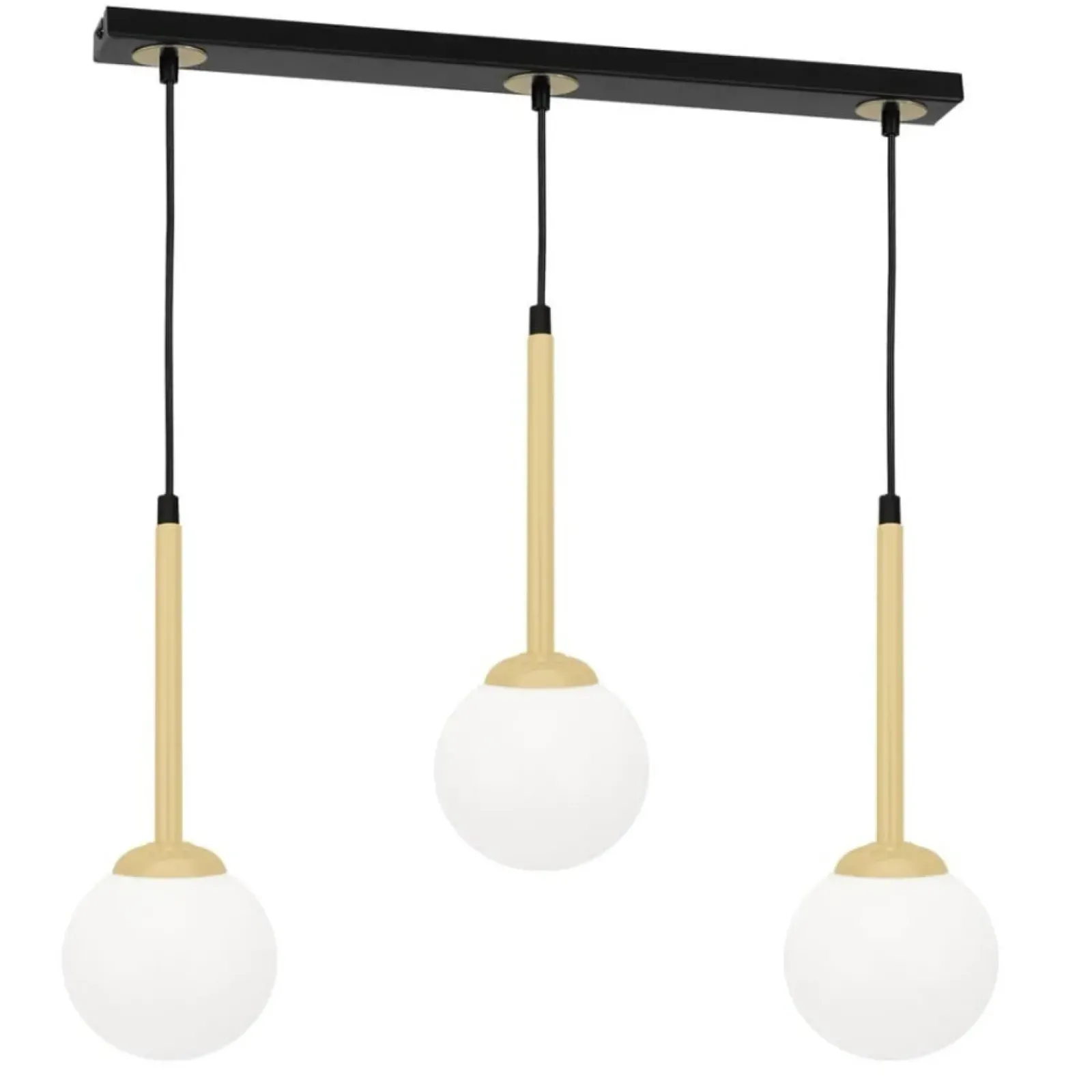 Sklep Kaja Potrójna, złota lampa wisząca z białymi kloszami MLP4821 z serii PARMA | Kaja Oś Shop