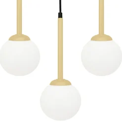 Sklep Kaja Potrójna, złota lampa wisząca z białymi kloszami MLP4821 z serii PARMA | Kaja Oś Shop