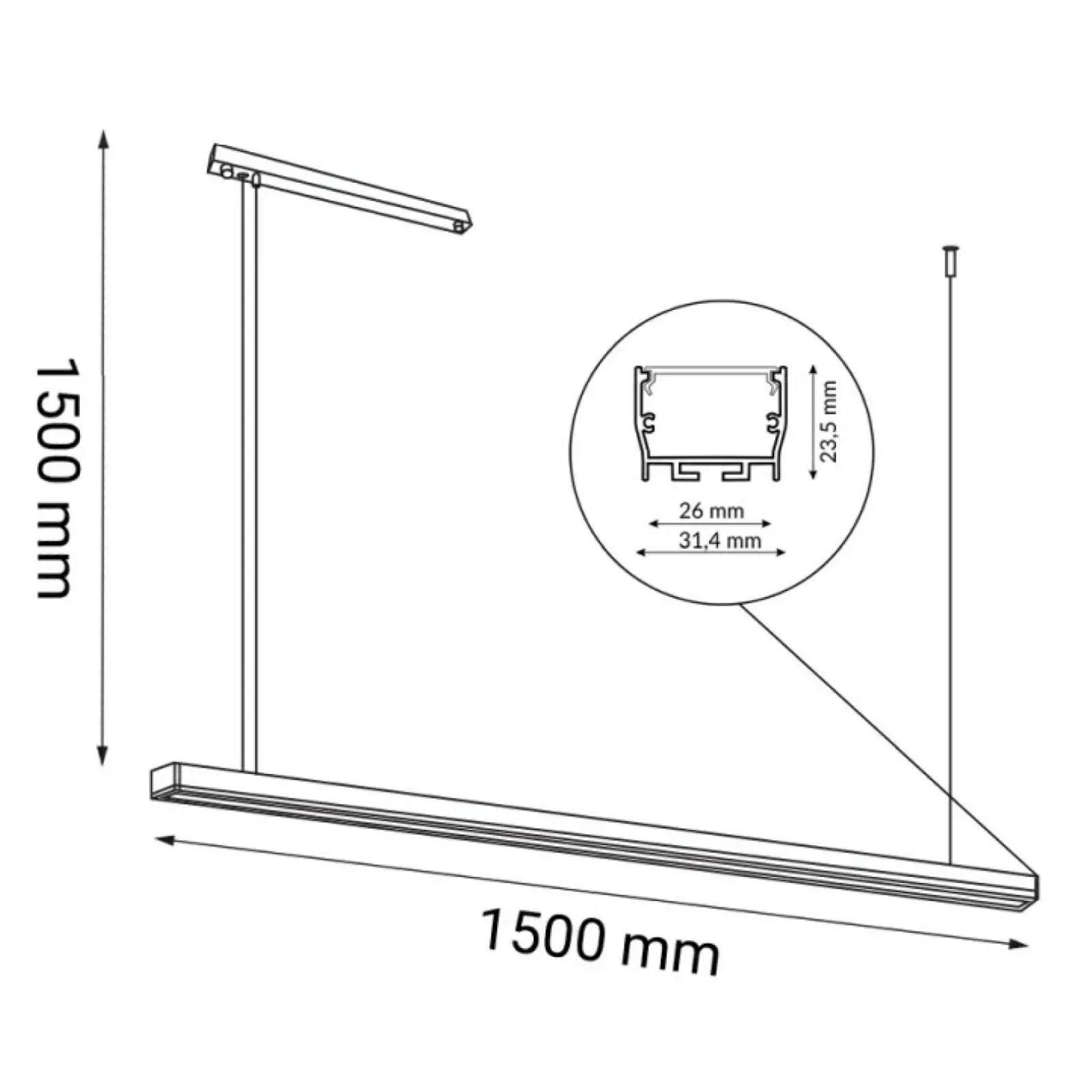 Sklep Kaja Pozioma lampa wisząca LED 150cm 4000K ANT 1855 HIATE | Kaja Flash Sale
