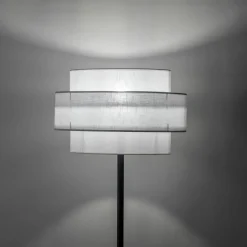 Sklep Kaja Prosta lampa podłogowa, podwójny abażur TK 5894 CALISTO WHITE | Kaja* Lampy Podłogowe Z Abażurem|Tradycyjne Lampy Podłogowe