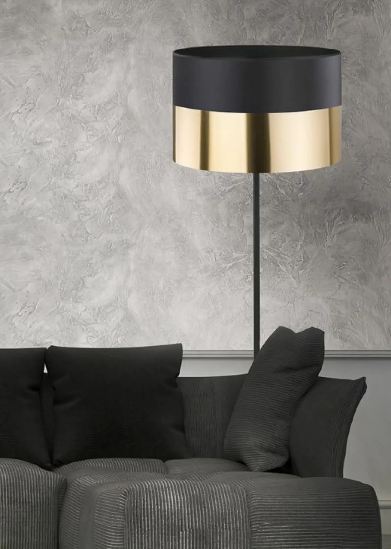Sklep Kaja Prosta lampa podłogowa z eleganckim abażurem TK 5122 serii LONDYN GOLD* Lampy Podłogowe Z Abażurem