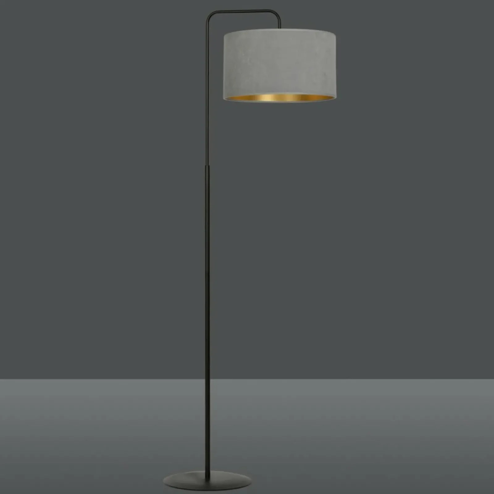 Sklep Kaja Prosta lampa podłogowa z szarym abażurem 1050/LP1 HILDE | Kaja* Lampy Podłogowe Z Abażurem|Tradycyjne Lampy Podłogowe