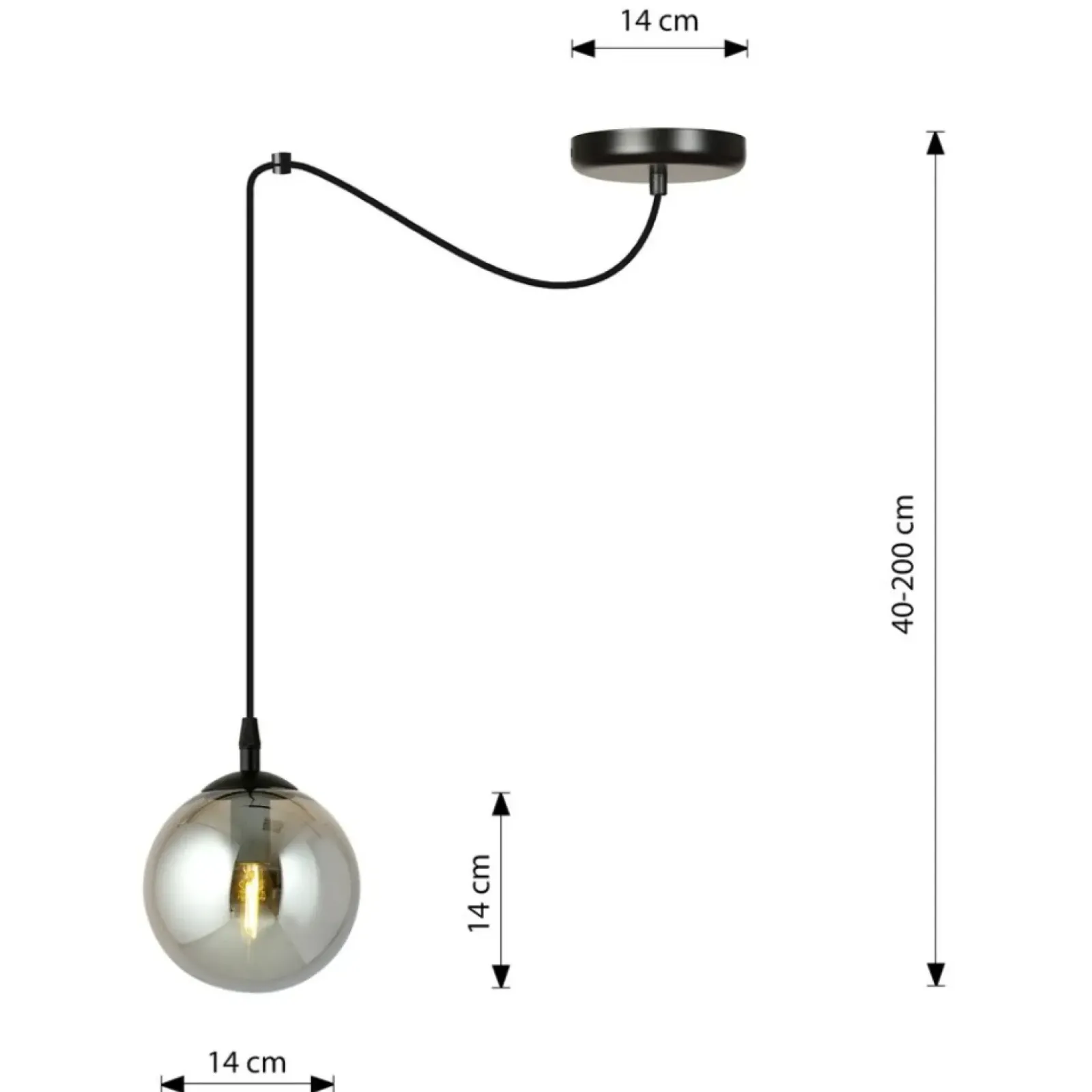 Sklep Kaja Prosta lampa wisząca z jedną grafitową kulą 937/1 | Kaja Oświetlenie Sale