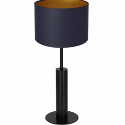 Sklep Kaja Prosta lampka nocna z granatowym abażurem LX 3681 z serii TABLE LAMPS* Lampki Stołowe Z Abażurem|Tradycyjne Lampki Stołowe