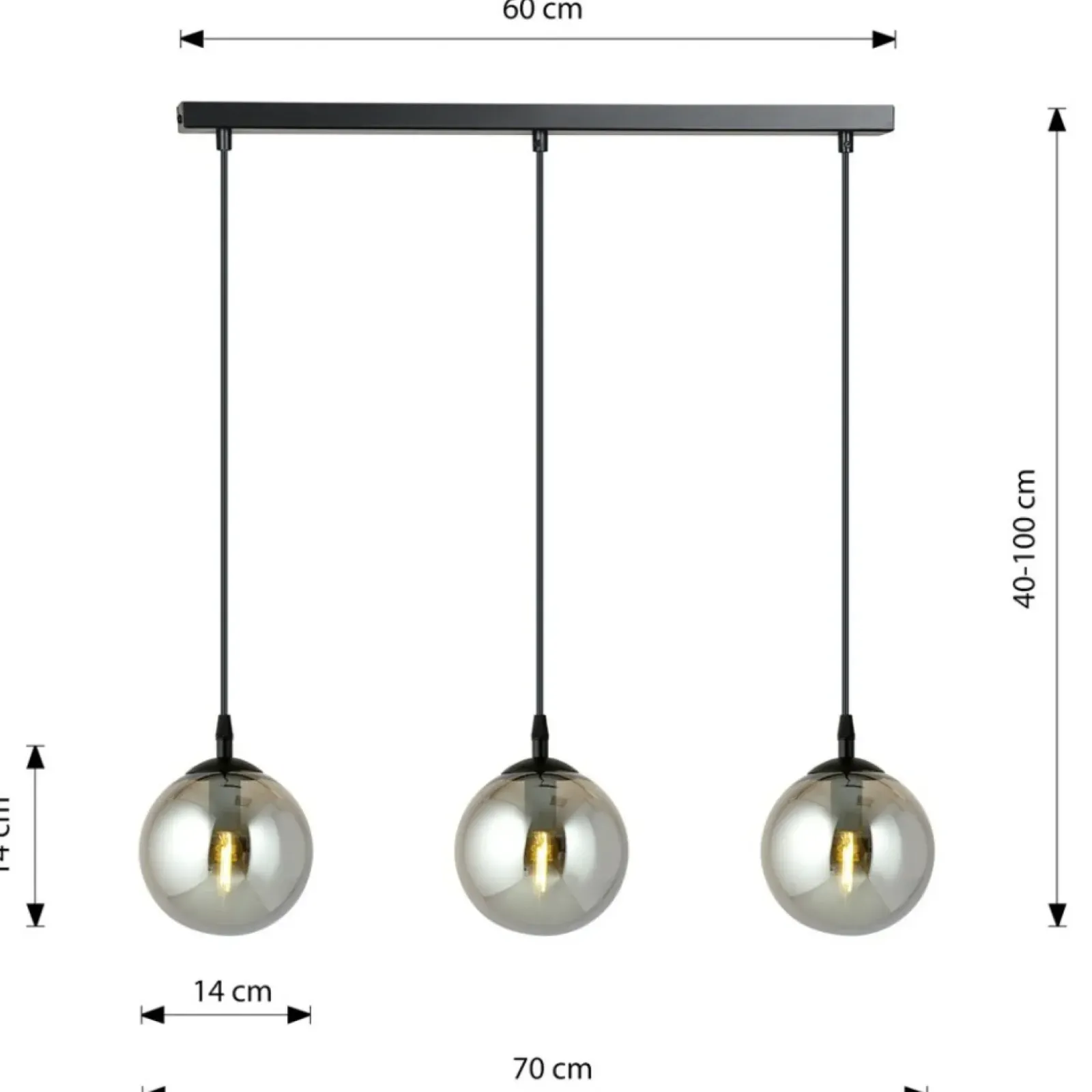 Sklep Kaja Przydymiona lampa wisząca z małymi gwintami 712/3 | Kaja Oświetlenie Cheap