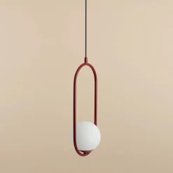 Sklep Kaja Punktowa, czerwona lampa na regulowanym zwisie 1086G15 z serii RIVA Zadzwońporabattel.783200183(8-16)/mailsklep@kaja.com.pl Store