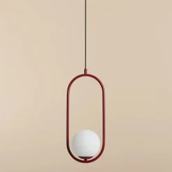 Sklep Kaja Punktowa, czerwona lampa na regulowanym zwisie 1086G15 z serii RIVA Zadzwońporabattel.783200183(8-16)/mailsklep@kaja.com.pl Store