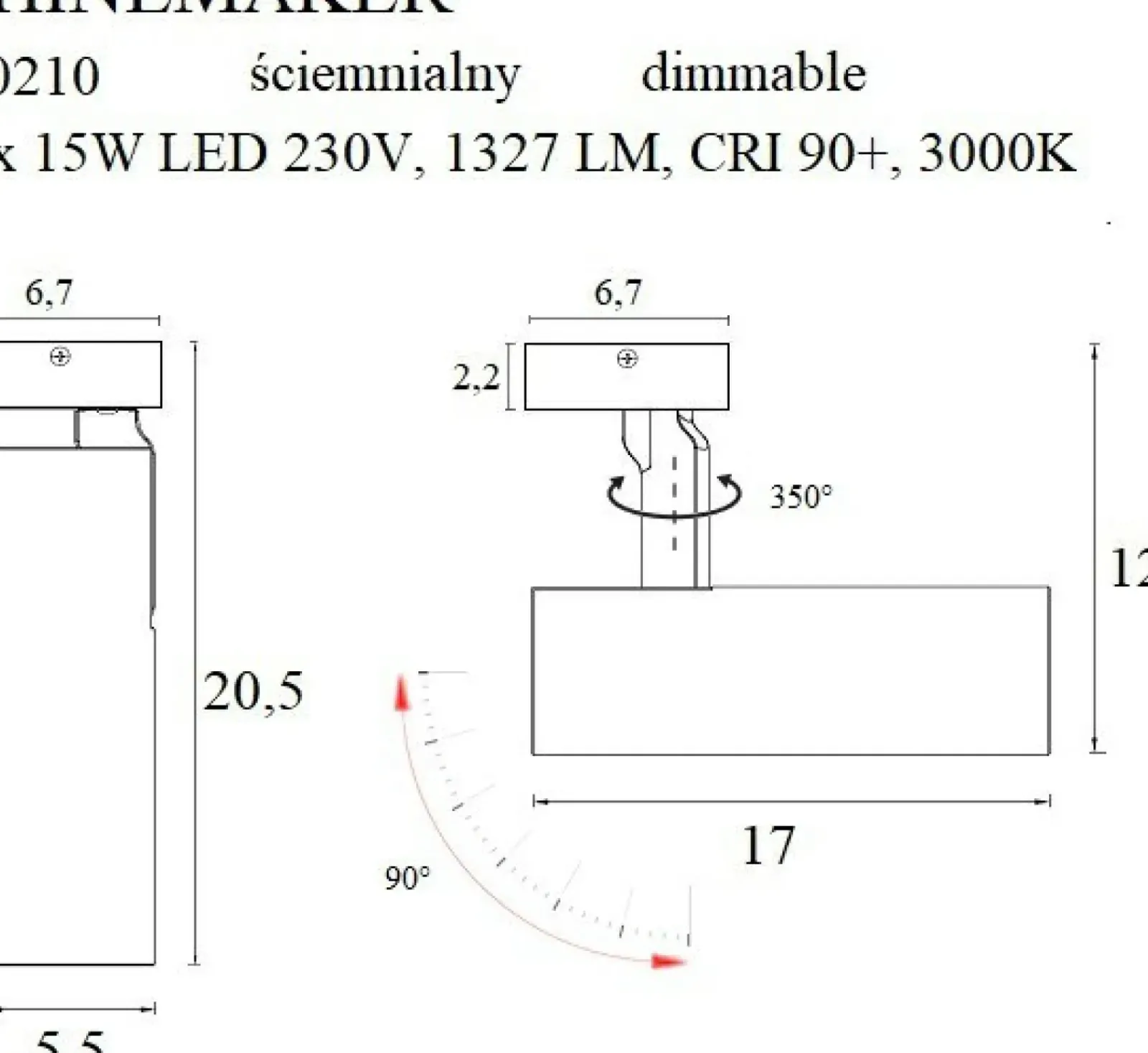 Sklep Kaja Regulowany reflektor punktowy LED MX C0210 SHINEMAKER | Kaja* Lampy Led