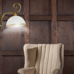 Sklep Kaja Retro lampa ścienna z otwartym, białym kloszem 149/K1 WIVARA | Kaja* Kinkiety Tradycyjne