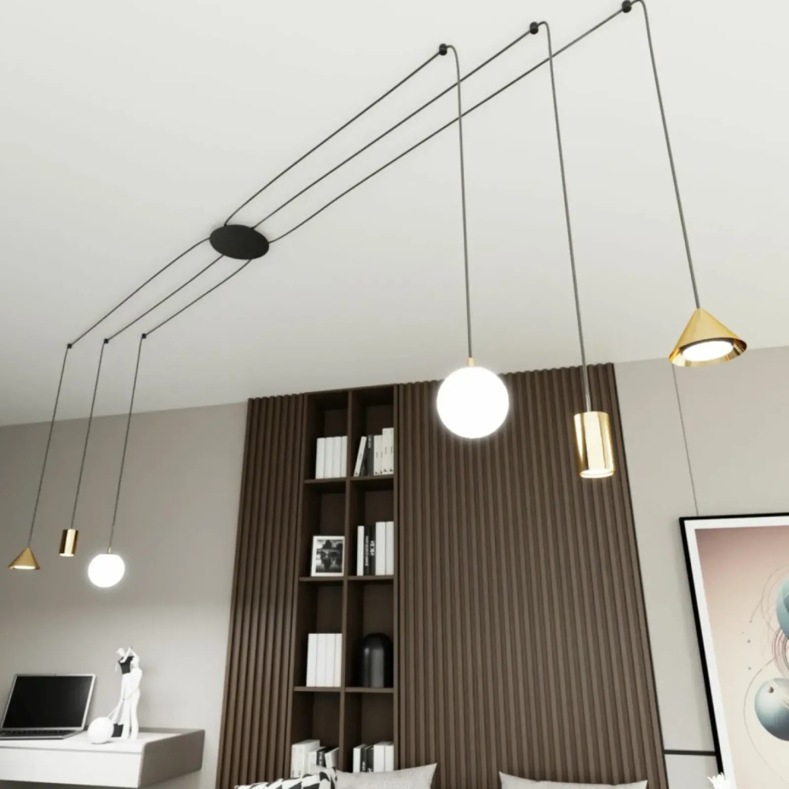 Sklep Kaja Różnorodna lampa wisząca do podwieszania 1350/6 FUJI 6 GOLD | Kaja Shop