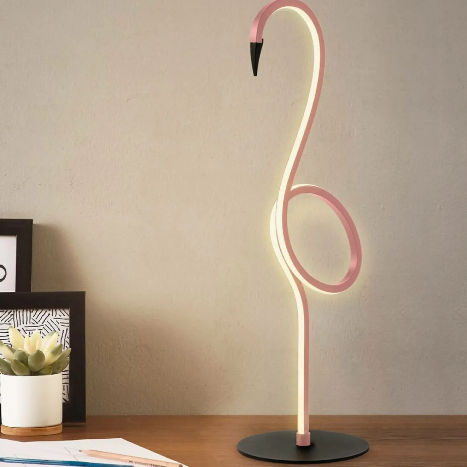 Sklep Kaja Różowy flaming, lampka stołowa FLAMINGO-TL-PNK z serii FLAMINGO* Nowoczesne Lampki Stołowe