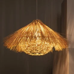 Sklep Kaja Rozkloszowana lampa wisząca z rattanu ABR-NLW32-BH-E27 BOHO | Kaja brązowy Hot