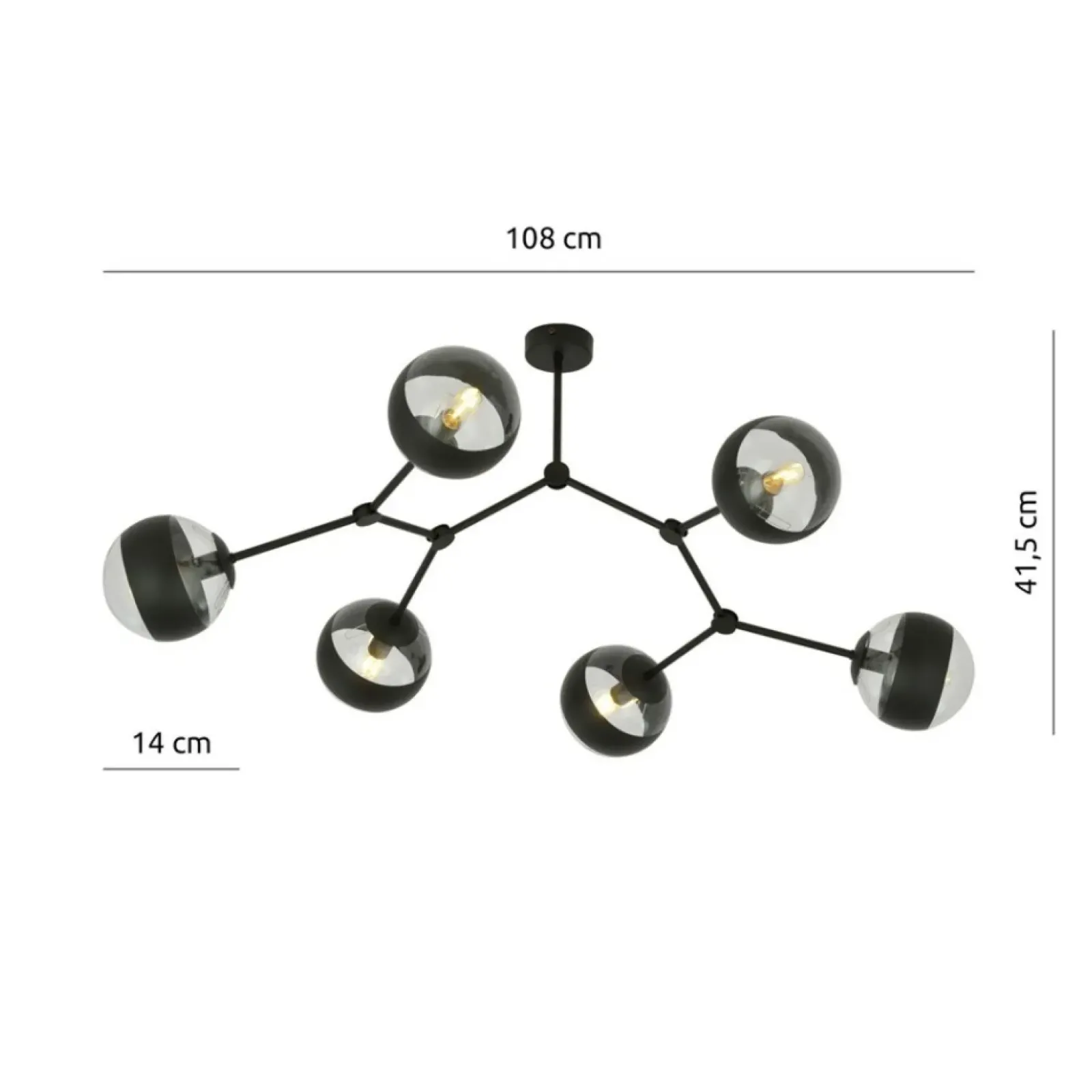 Sklep Kaja Rozłożysta, czarna lampa sufitowa z kloszami 1135/6 SPACE | Kaja Outlet
