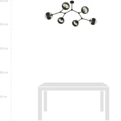 Sklep Kaja Rozłożysta, czarna lampa sufitowa z kloszami 1135/6 SPACE | Kaja Outlet