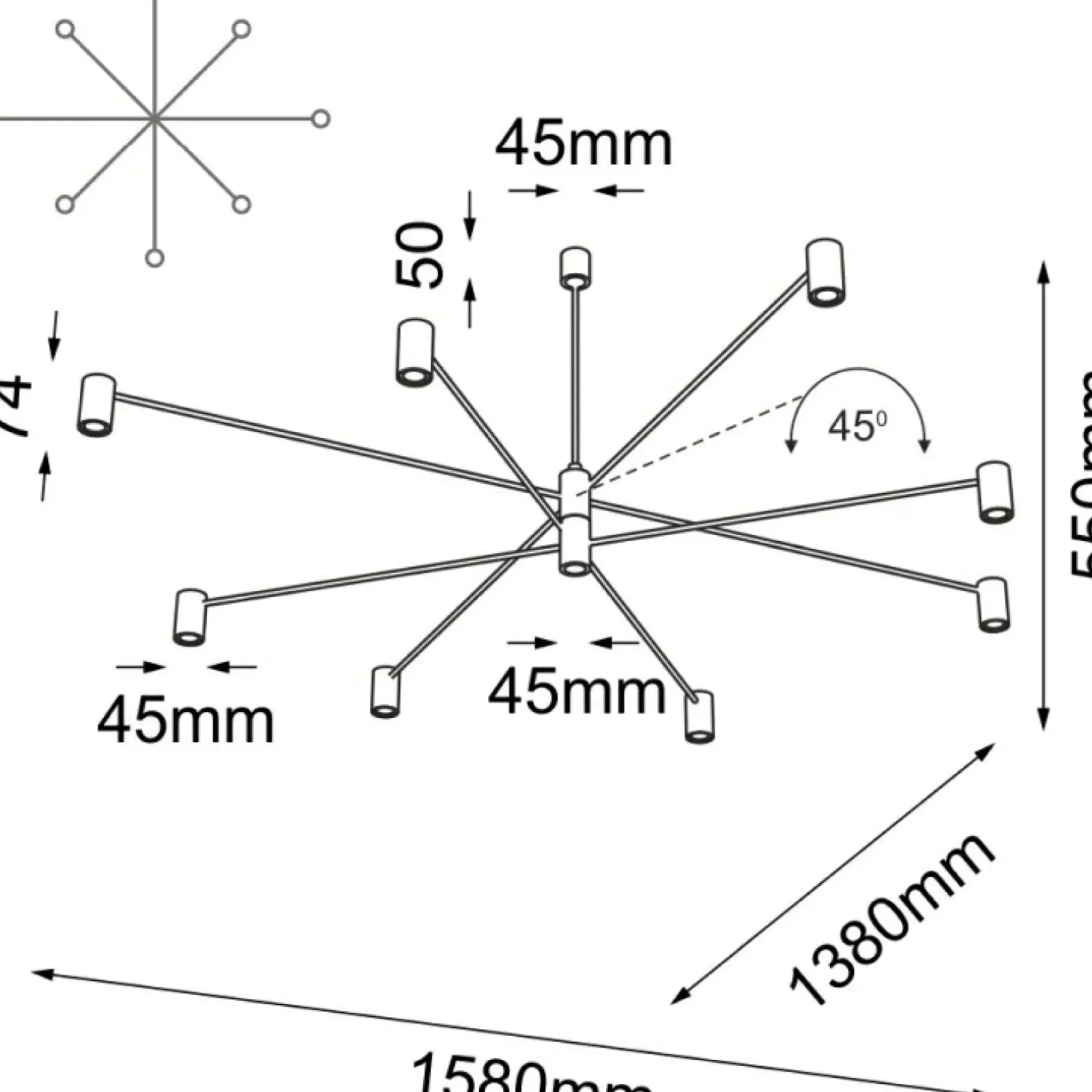 Sklep Kaja Rozłożysta, duża lampa wisząca do salonu ANT 5640 DAKATA | Kaja Online