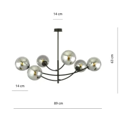 Sklep Kaja Rozłożysta, industrialna lampa wisząca do salonu 1100/6 HUNTER | Kaja Shop