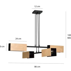 Sklep Kaja Rustykalna, czarno-drewniana lampa wisząca 616/4 ZAPER | Kaja czarny Cheap