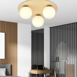 Sklep Kaja Rustykalna, drewniana lampa sufitowa z kloszami 1142/3B KENZO | Kaja Hot