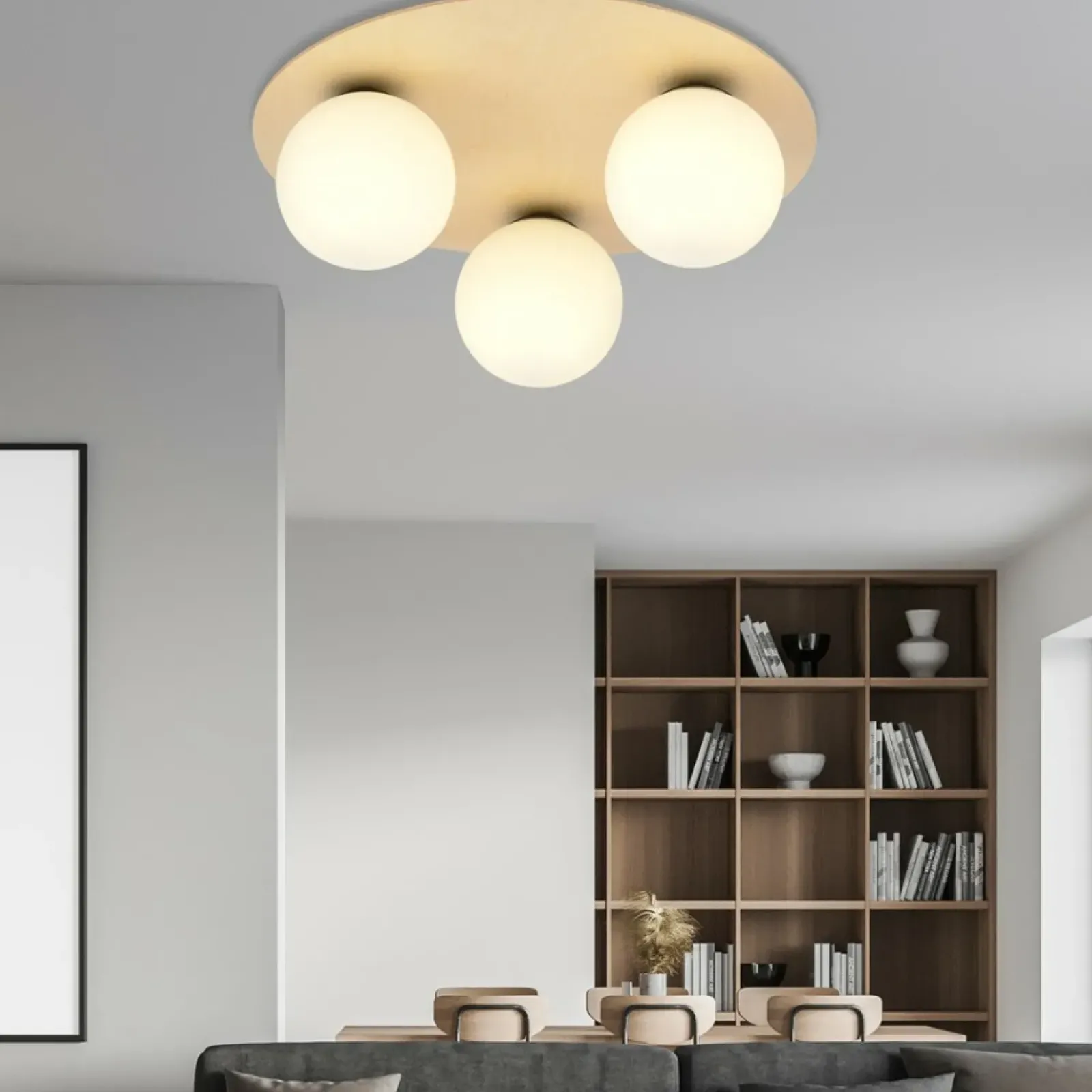 Sklep Kaja Rustykalna, drewniana lampa sufitowa z kloszami 1142/3B KENZO | Kaja Hot